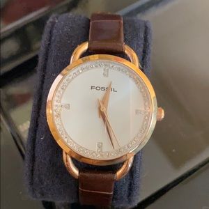 Fossil Watch with Crystal Accents